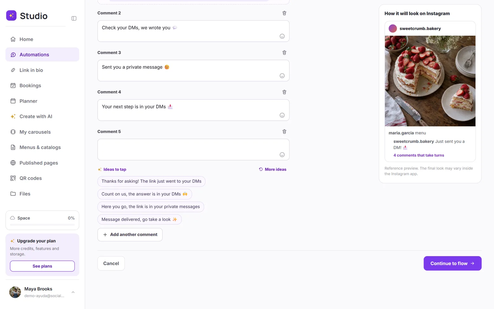 The rotating comments, with the ideas to tap under an empty one
